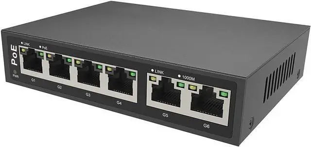 Alt view image 2 of 3 - 110W 4CH Full Gigabit Unmanaged PoE Switch Support IEEE 802.3 af/at PoE Standard, Plug-and-Play, 30W Max Power Per Port,POE4CH-110W
