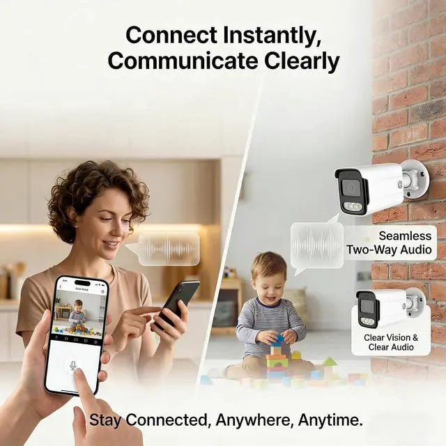 Alt view image 2 of 7 - 8CH 5MP Home Security Camera System, 4 x PoE IP Cameras with Person Detection, 500GB HDD for 24/7 Recording, Two-Way Audio,100ft Night Vision, IP66 Weatherproof, No Monthly Fees