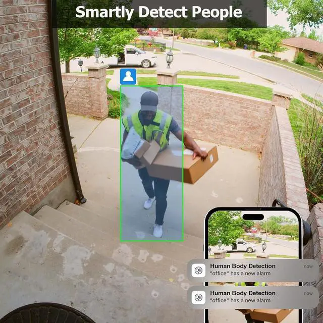 Alt view image 5 of 7 - 8CH 5MP Home Security Camera System, 4 x PoE IP Cameras with Person Detection, 500GB HDD for 24/7 Recording, Two-Way Audio,100ft Night Vision, IP66 Weatherproof, No Monthly Fees