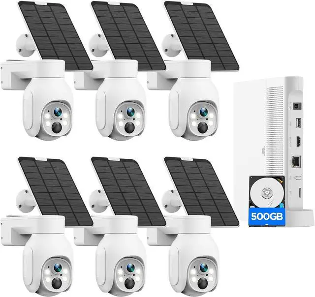 Main image of Camcamp Solar Security Cameras Wireless Outdoor, 6-Camera 4MP NVR Kit