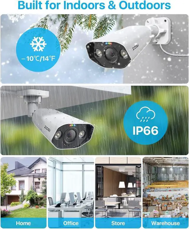 Alt view image 3 of 7 - ZOSI 4K Ultra HD 4K Security CCTV Cameras Systems, 8CH H.265+ Surveillance Video Recorder with 2TB Hard Drive, 4 x 8MP IP66 Metal Bullet Surveillance Cameras, Night Vision, Motion Detection