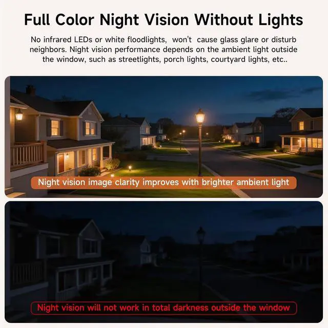 Alt view image 5 of 7 - 4MP 2.5K Wireless Window Camera, Rechargeable Indoor HD Home Security Camera, 2.4GHz WiFi, Full Color Night Vision, AI Motion Detection, Anti-Glare, No Wiring, Static Cling Mount No Residue
