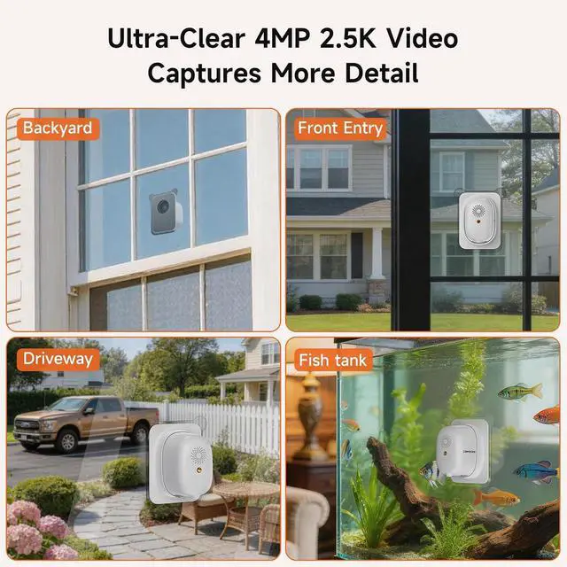 Alt view image 6 of 7 - 4MP 2.5K Wireless Window Camera, Rechargeable Indoor HD Home Security Camera, 2.4GHz WiFi, Full Color Night Vision, AI Motion Detection, Anti-Glare, No Wiring, Static Cling Mount No Residue