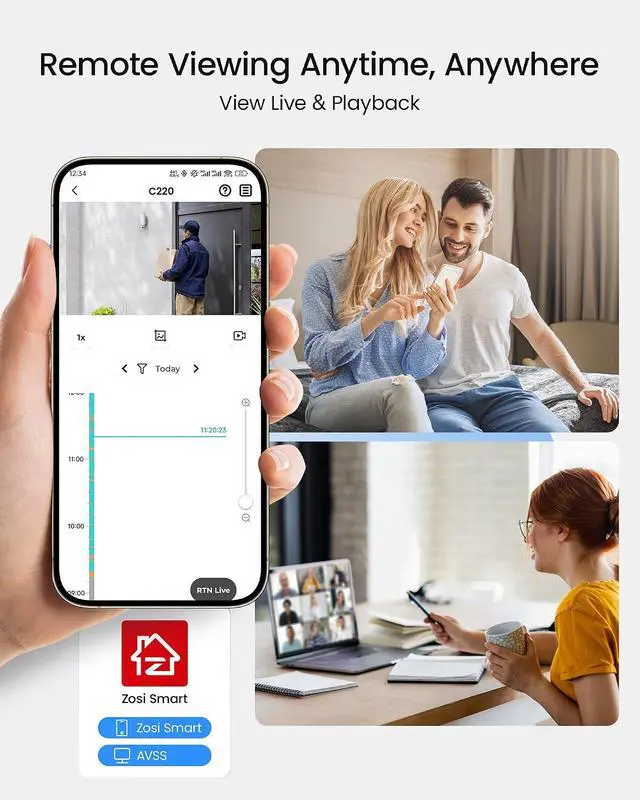 Alt view image 6 of 7 - ZOSI C220 16CH 4K PoE Home Security Camera System, 16 Channel 4K 8MP NVR with 4TB HDD for 24/7 Record, 8 x 4MP(1440p) QHD 2.5K Dome IP Cameras Outdoor Indoor, Smart AI Human Detection, Two-Way Audio