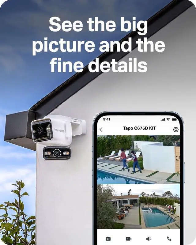 Alt view image 2 of 7 - Tapo 4K Outdoor Dual Lens Pan/Tilt PoE Security Camera, C575D