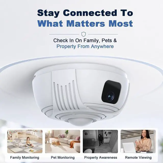 Alt view image 2 of 7 - Smoke Detector Wireless Security Camera with 330° Coverage, 2.4G/5G Wi-Fi