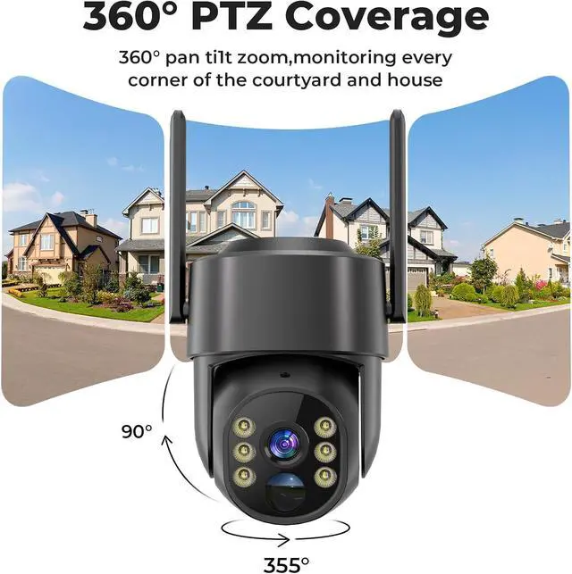 Alt view image 3 of 7 - 2K Security Cameras Wireless Outdoor, 5G & 2.4 WiFi Cameras for Home Security Solar/Battery Powered with Solar Panel, 360° PTZ Human Detection, Color Night Vision, Works with Alexa(2 Pack)