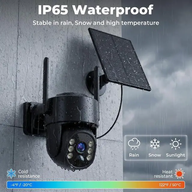 Alt view image 6 of 7 - 2K Security Cameras Wireless Outdoor, 5G & 2.4 WiFi Cameras for Home Security Solar/Battery Powered with Solar Panel, 360° PTZ Human Detection, Color Night Vision, Works with Alexa(2 Pack)