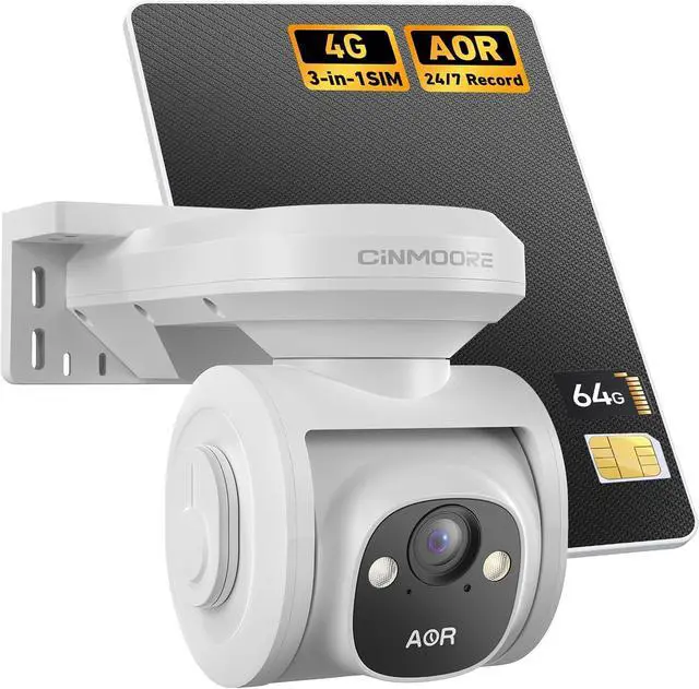 Main image of 4G LTE Cellular Solar Security Camera Wireless Outdoor, No WiFi 2.5K Solar Powered Camera, Pan and Tilt, with SIM Card and 64GB SD Card, Color Night Vision, AI Motion Tracking, 2 Way Talk