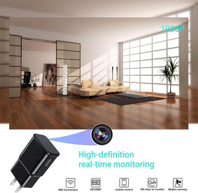 Alt view image 2 of 5 - Mini USB 1080P Charger Camera, Home Security Nanny Cam for Office and Baby Safety