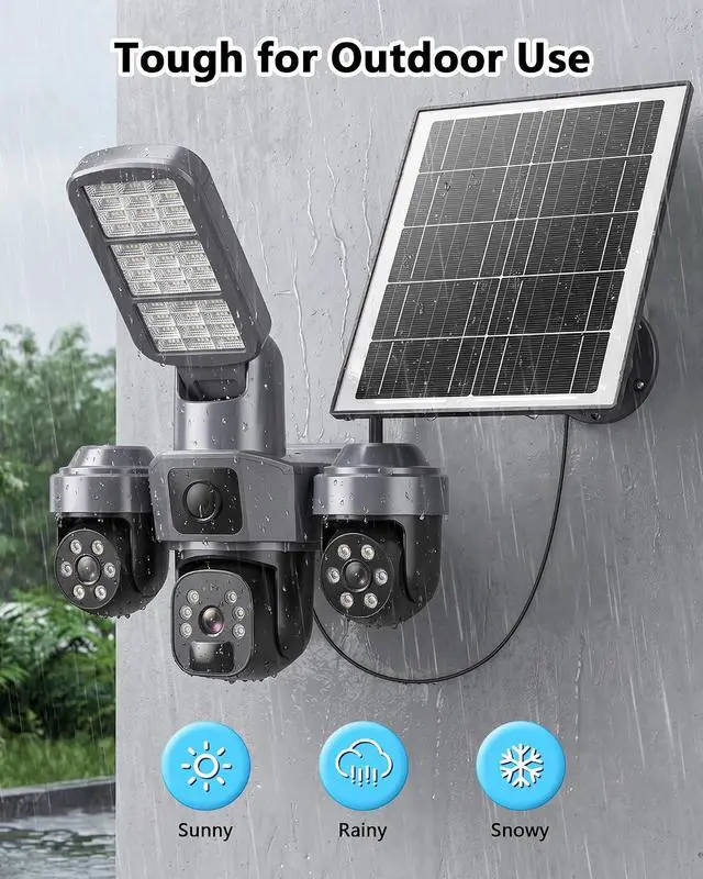 Alt view image 6 of 7 - KEPEAK Floodlight Camera, Wireless Security Camera Outdoor Pan/Tilt, WiFi Cameras, 360° Panoramic View, Color Night Vision