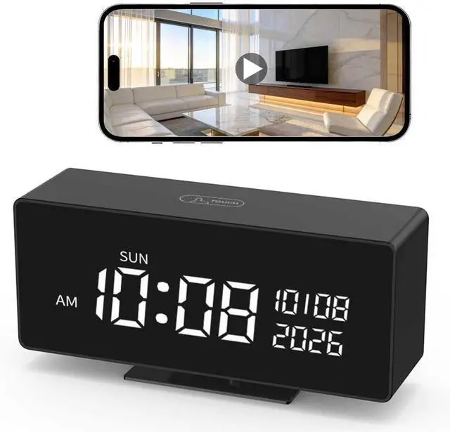 Main image of Clock Camera, 1080P Full HD, Security Camera, with Night Vision, Bluetooth ConnectionAI Motion Detection Alarm, Local & Cloud Storage, Nanny Camera for Indoor Home Security