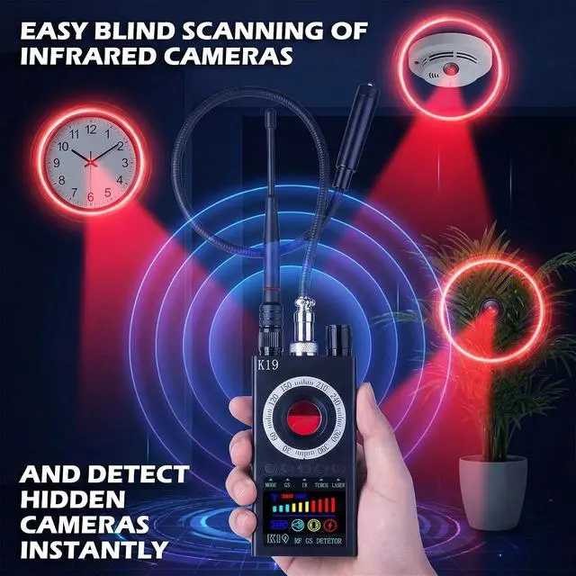 Alt view image 3 of 7 - Hidden Camera Detector Spy Camera Finder with Full Guide eBook, RF Detector for GPS Tracker, Bug, Listening Devices, Radio Frequency & Microphone, RF Scanner for Hotel, Office, Home Travel Privacy
