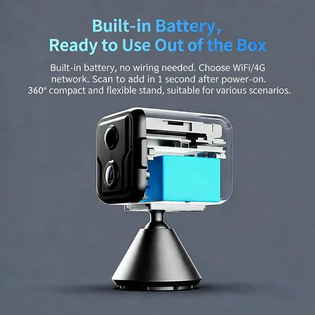 Alt view image 4 of 7 - 1080P HD Wireless Security Camera Dual Lens 125° Wide Angle Human Detection Rechargeable Battery Camera for Home Outdoor Pet Monitor, Support Multi-Device Sharing (Black)