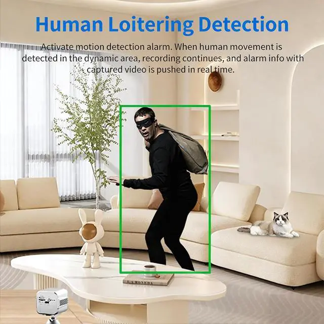 Alt view image 7 of 7 - 1080P HD Wireless Security Camera Dual Lens 125° Wide Angle Human Detection Rechargeable Battery Camera for Home Outdoor Pet Monitor, Support Multi-Device Sharing (Black)