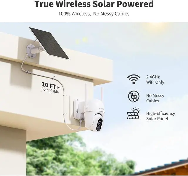 Alt view image 2 of 7 - SEHMUA Solar Security Cameras Wireless Outdoor with 500-Lumen Super-Bright LEDs Spotlights, 2K 360° View Outdoor Camera Wireless, Color Night Vision, PIR Motion Detection,2-Way Audio