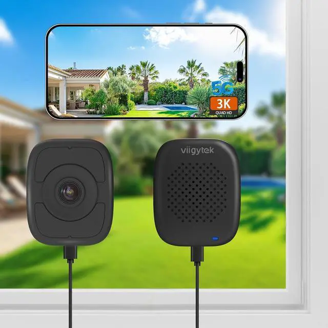 Main image of 3K 5MP Window Camera for Home Security Indoor Magnetic Mount, 2Pack No Drill 5GHz&2.4GHz WiFi 6, Outdoor Monitoring Through Glass, Full Color Night Vision, 24/7 AI Smart Detection Recording