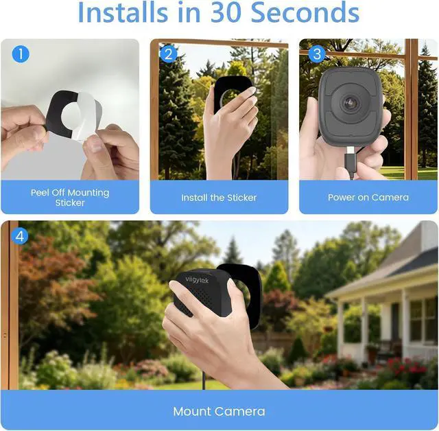 Alt view image 6 of 7 - 3K 5MP Window Camera for Home Security Indoor Magnetic Mount, 2Pack No Drill 5GHz&2.4GHz WiFi 6, Outdoor Monitoring Through Glass, Full Color Night Vision, 24/7 AI Smart Detection Recording