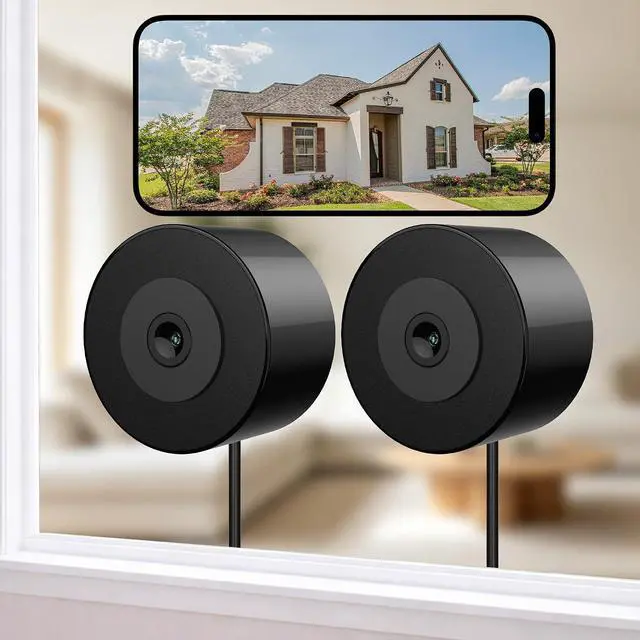 Main image of Septekon 2 Pack Window Camera 2K, 2.4GHz & 5GHz WiFi Cameras for Home Security, No-Drill Mount Indoor Cameras for Outdoor Monitoring, Color Night Vision, AI Motion Detection, Black