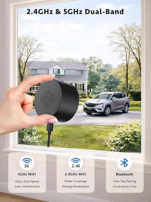 Alt view image 2 of 7 - Septekon 2 Pack Window Camera 2K, 2.4GHz & 5GHz WiFi Cameras for Home Security, No-Drill Mount Indoor Cameras for Outdoor Monitoring, Color Night Vision, AI Motion Detection, Black