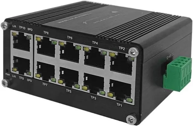 Alt view image 3 of 7 - Mini Industrial 10 Ports Gigabit Ethernet Switch 10/100/1000Mbps Network IP40 Aluminium Case DIN-Rail Installation(10 Port PoE Switch)