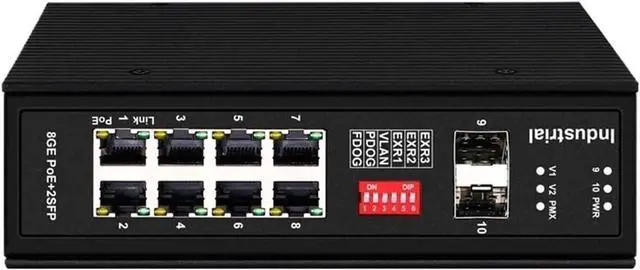 Main image of Full gigabit 8 Ports Industrial ethernet Switch with 2 sfp,6kv Surge Protection,48-57/12-57V dc in(Non POE 8G-2S)