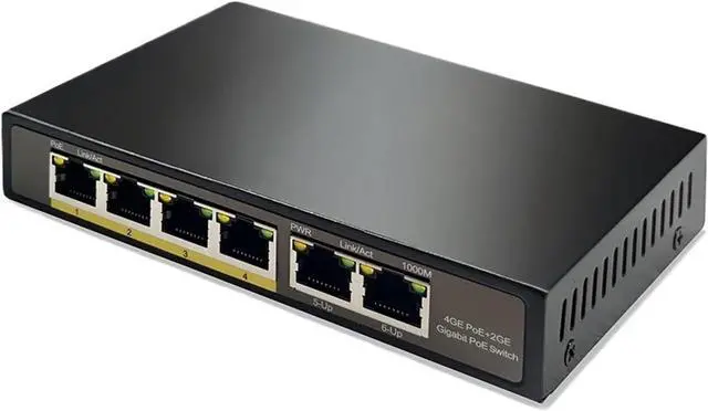 Main image of Unmanaged Non-Standard 24v Passive Gigabit 4 Port PoE Switch with 2X 1 G Uplink for AP(External 65w)