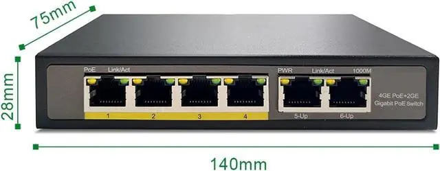 Alt view image 3 of 5 - Unmanaged Non-Standard 24v Passive Gigabit 4 Port PoE Switch with 2X 1 G Uplink for AP(External 65w)