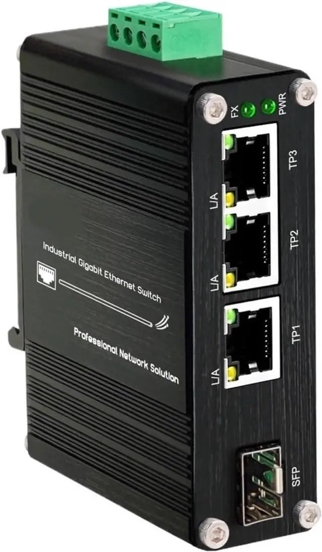Main image of Mini Industrial PoE Switch 3 Port Gigabit (PoE) Fiber with SFP 10/100/1000Mbps Ethernet RJ45+1SFP 12~48VDC IP40(PoE Type)