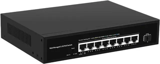 Main image of 2.5Gb Web Managed PoE Switch Smart 8 Port .5GBASE-T with 10G SFP+,100W IEEE802.3af/at POE