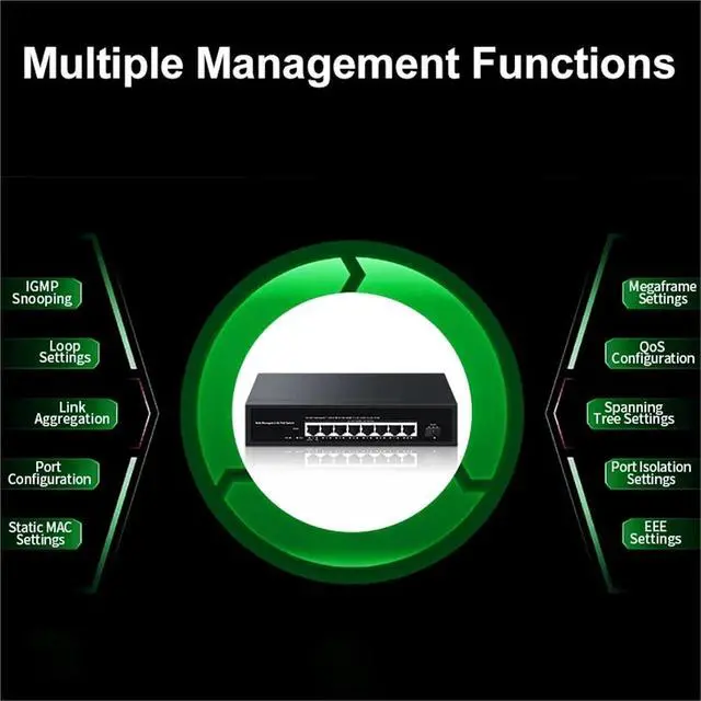 Alt view image 4 of 6 - 2.5Gb Web Managed PoE Switch Smart 8 Port .5GBASE-T with 10G SFP+,100W IEEE802.3af/at POE