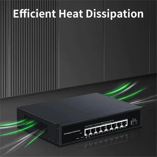 Alt view image 6 of 6 - 2.5Gb Web Managed PoE Switch Smart 8 Port .5GBASE-T with 10G SFP+,100W IEEE802.3af/at POE