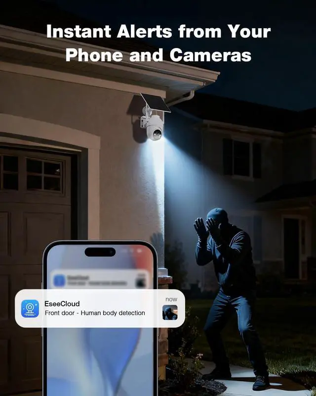Alt view image 6 of 7 - SEHMUA-4MP Solar Security Cameras Wireless Outdoor, No Subscription Required, 360° Full Panoramic View, Color Night Vision, 5G & 2.4G Compatible, Local Storage, Phone Control for Home Security System