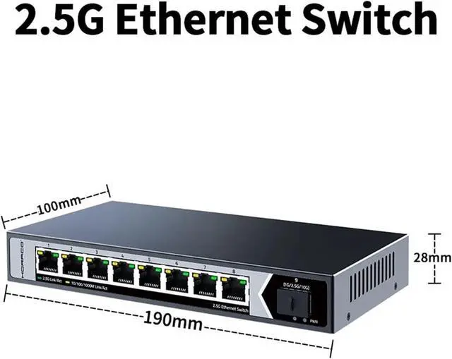 Alt view image 2 of 2 - Business Ethernet switches 2.5GbE Ethernet Switch 8 Port 2.5GBASE-T 2500Mbps Network Switch 10G Uplink SFP Port Unmanaged Fanless