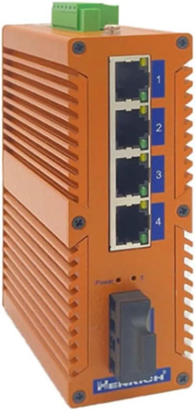 Alt view image 2 of 3 - Henrich 4x1000Mbps Copper Port 1 Single-Mode SC Fiber Port Din-Rail Switch