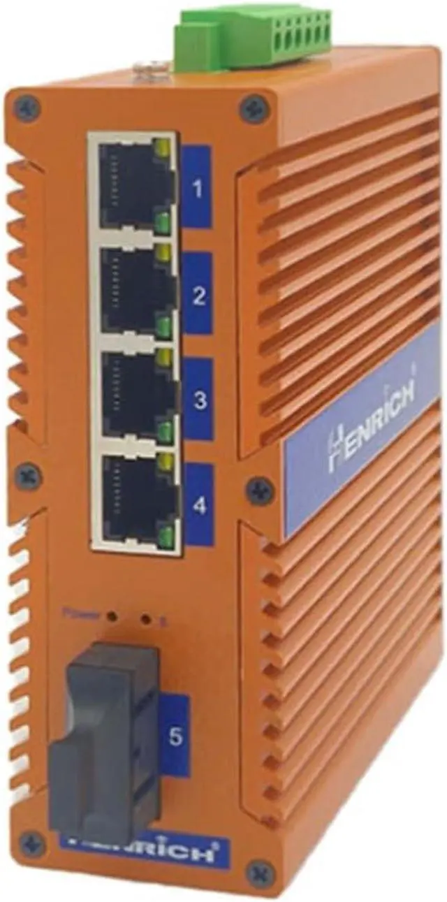 Alt view image 3 of 3 - Henrich 4x1000Mbps Copper Port 1 Single-Mode SC Fiber Port Din-Rail Switch