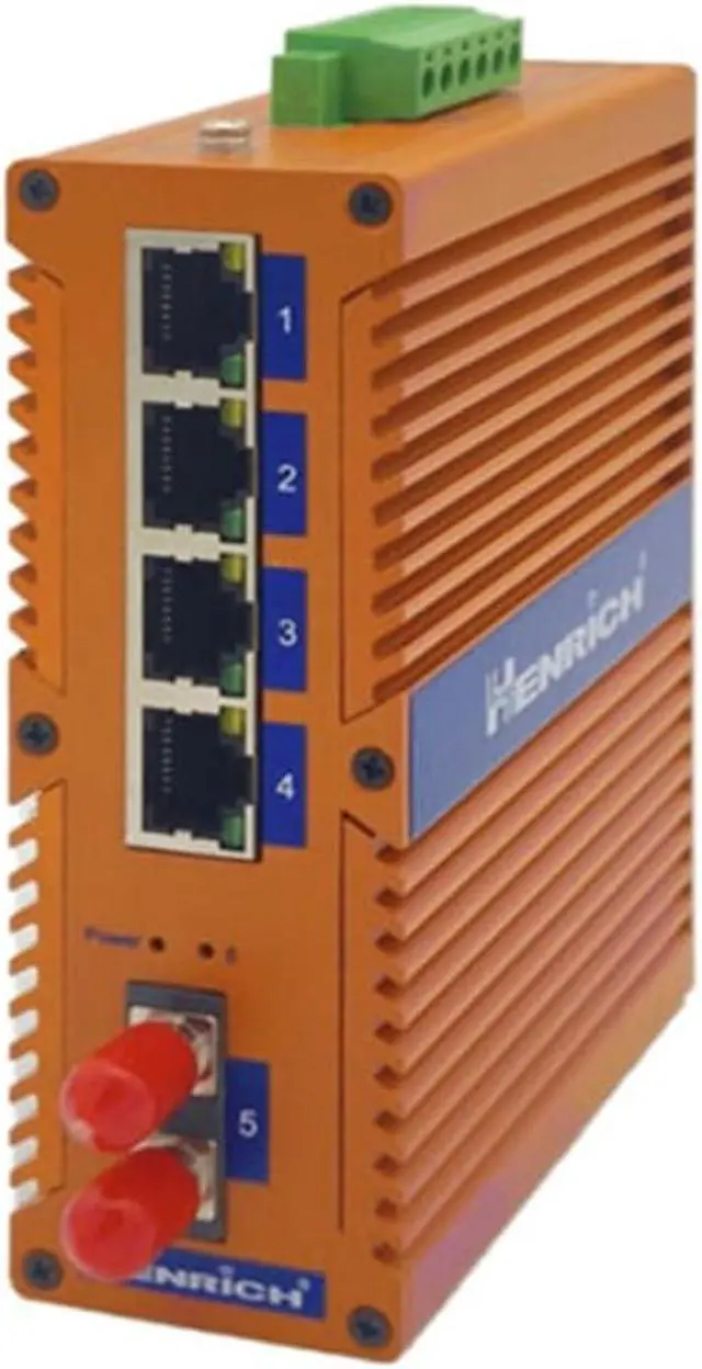 Alt view image 3 of 3 - Henrich 4x1000Mbps Copper Port 1 Single-Mode ST Fiber Port Din-Rail Switch