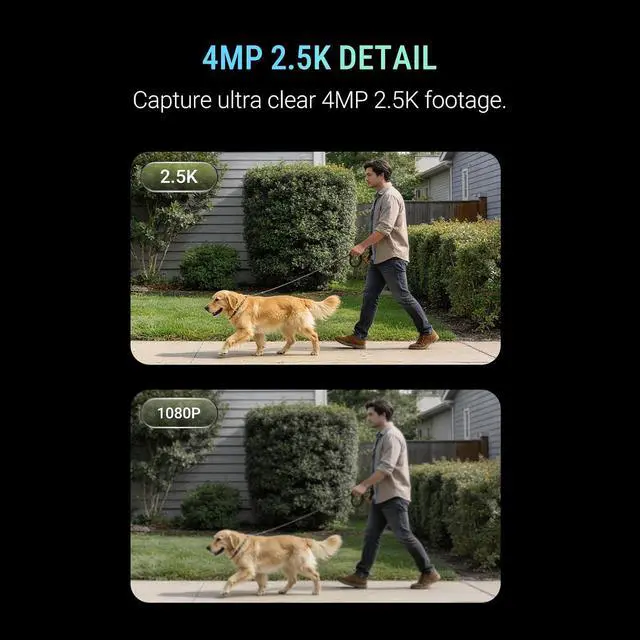Alt view image 6 of 7 - 2.5K Window Security Camera No Drill Anti-Glare, Free AI Human/Vehicle/Pet Detection, 5000mAh Battery & Wired, Indoor to Outdoor, Face Recognition, 24/7 Recording