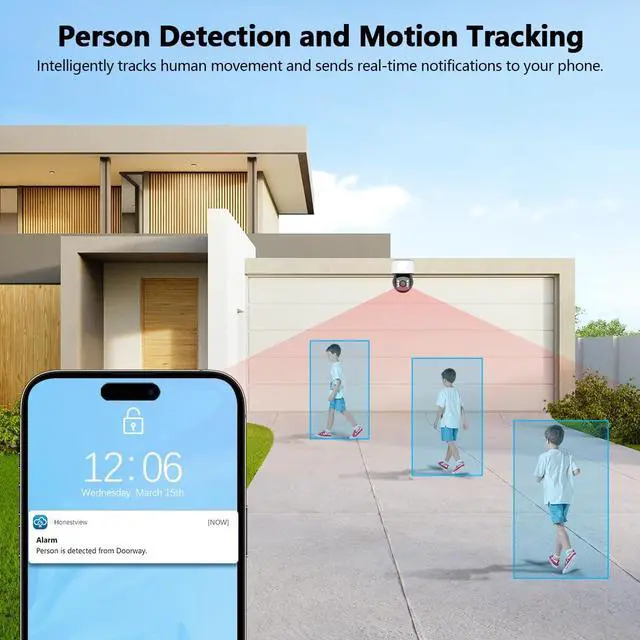 Alt view image 4 of 6 - (2026 New) PTZ Wired Security Camera System, 8CH DVR with 10" IPS Monitor, 4pcs 1080P PTZ Cameras, 1TB HDD, Digital Zoom, Free APP No Monthly Fee, Remote Control, IP65 Waterproof