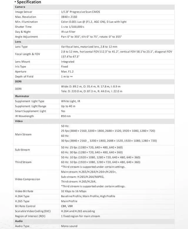 Alt view image 3 of 6 - DS-2CD2787G3T-LIZSY 4K 8MP POE IP Security Camera, Surveillance Video Camera for Outdoor, 130ft Night Vision, Anti-Corrosion Design, WDR, H.265+, Human and Vehicle Detection, Work with kconnect