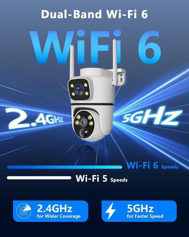 Alt view image 7 of 7 - (2026 New) Solar Security Camera Outdoor, 4MP Dual-Lens (Fixed + PTZ), 130° Wide View, AI Human Detection, 2.4/5.8GHz Dual-Band WiFi, Solar Powered, Free App No Monthly Fee, Color Night Vision