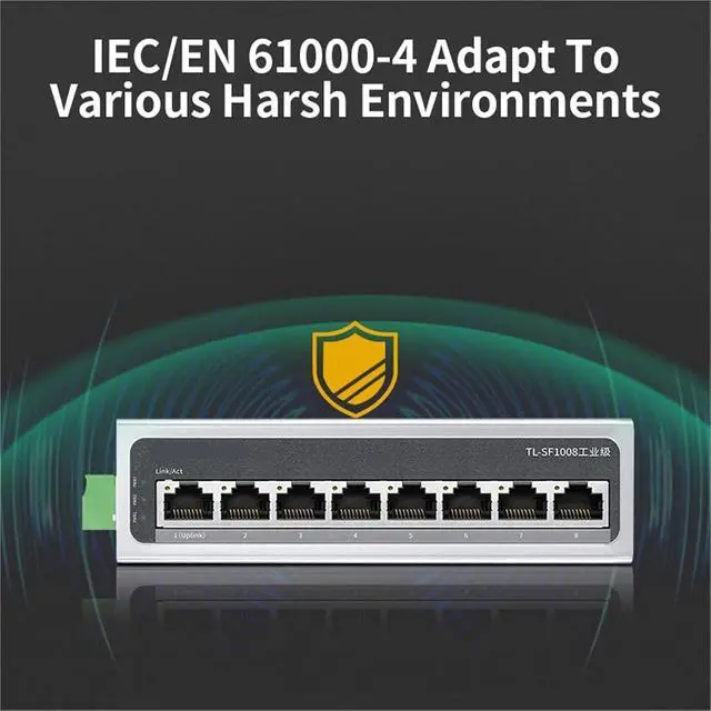 Alt view image 4 of 7 - 1Pcs 5 Port 8 Port 100M Industrial Ethernet Switch 100Base-T DIN Rail Wall Mounted Aluminium Alloy Shell TL-SF1005 TL-SF1008(TL-SF1005)