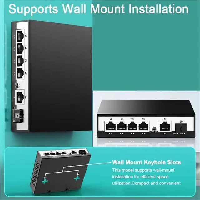 Alt view image 7 of 7 - 6-Port Gigabit POE Switch 1000Mbps Active Network Switch 52W PoE+ for IP Cameras NVR Surveillance CCTV