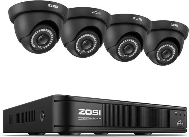 Main image of ZOSI 8CH H.265+ Home Security Camera System Outdoor, 8 Channel 1080p HD-TVI DVR & 4 x 720p Surveillance CCTV Dome Camera with Motion Detection, 80ft IR Night Vision, Remote Access (No Hard Drive)