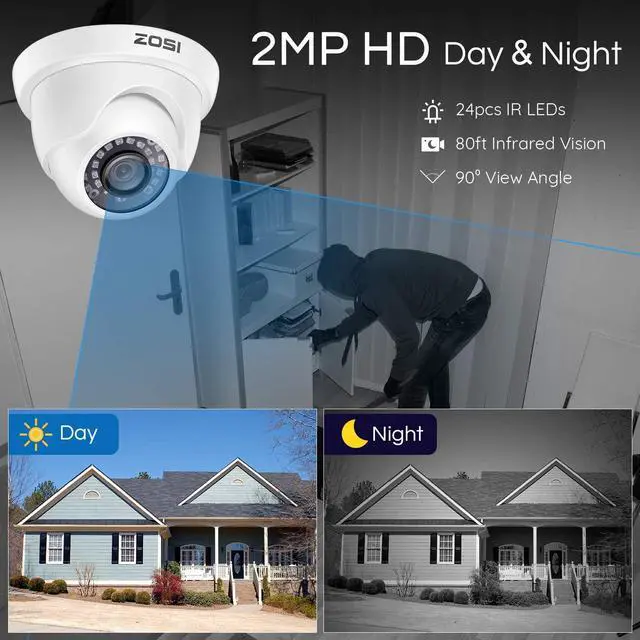 Alt view image 6 of 7 - ZOSI 8CH Home Security Cameras System Indoor Outdoor H.265+ 8Channel 5MP Lite HD-TVI Surveillance DVR Recorder,8pcs 1080P HD Weatherproof CCTV Cameras,80ft Night Vision, Remote Access,NO Hard Drive