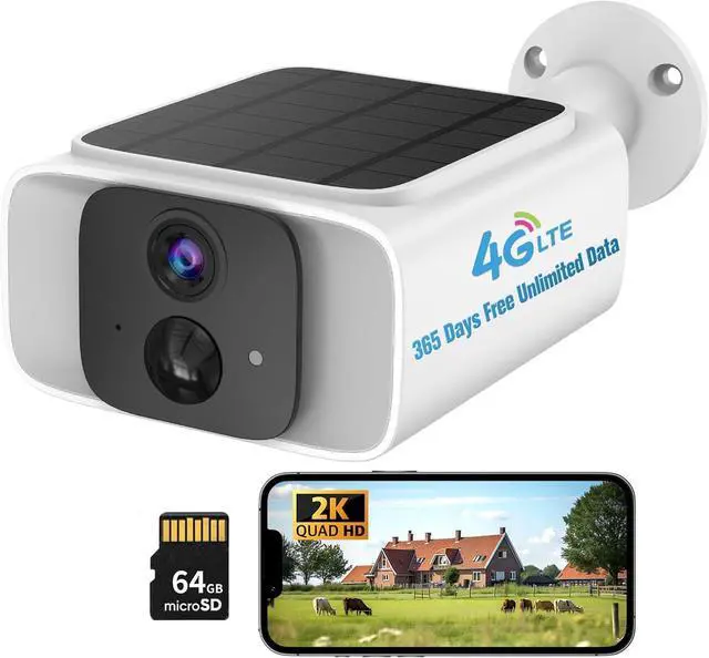 Main image of 4G LTE Cellular Solar Security Camera Outdoor,360 Days Free Unlimited Data,Tuya Smart Camera,2K Outdoor Surveillance,Color Night Vision, AI PIR Motion Sensor,No WiFi Security Camera ,64GB Storage