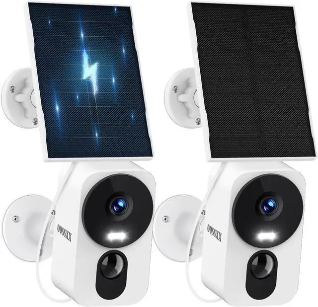 Main image of 4MP Solar Security Camera Outdoor Wireless, Battery 5200mAh, AI Motion Detection, Spotlight Color Night Vision, 2-Way Audio, Dual Band WiFi, IP66 Waterproof, Free App No Monthly Fee, 2pcs