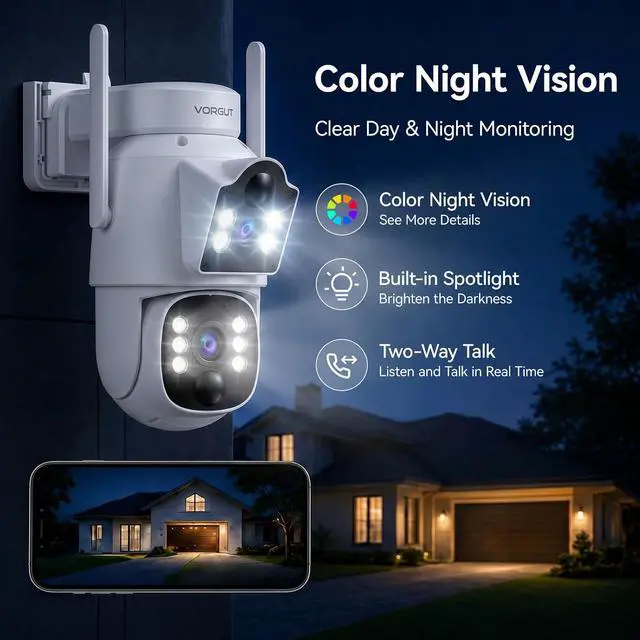 Alt view image 7 of 7 - Solar Security Cameras Wireless with System 12'' Monitor 16CH NVR, 4MP WiFi6 Outdoor Camera for Home Security, 360° Auto Tracking, Color Night Vision, Two-Way Talk, 500G HDD, 0 Monthly Fee