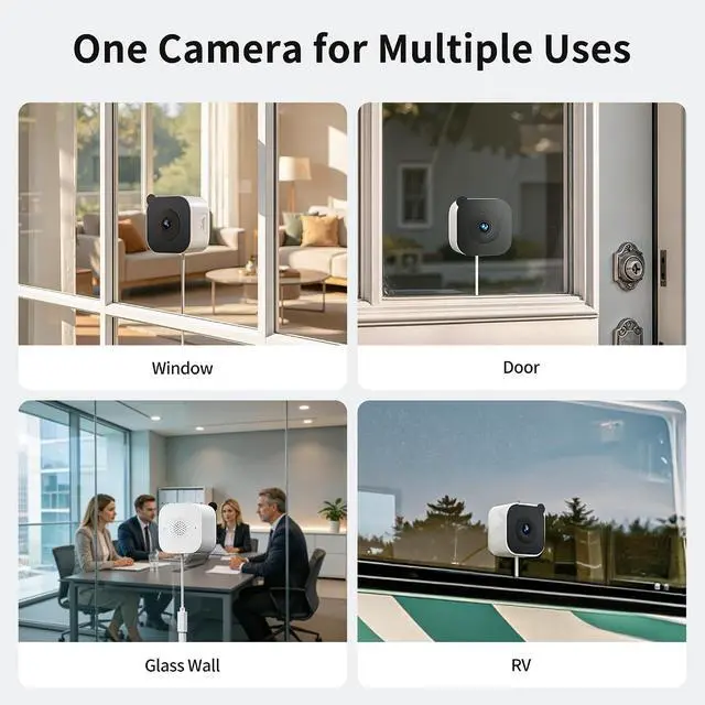 Alt view image 6 of 7 - Window Camera 2 Pack, 2K No-Drill Indoor Camera, Hidden Mounted