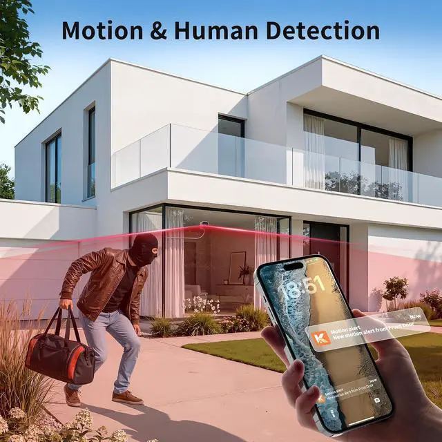 Alt view image 5 of 7 - Window Camera 2 Pack, 2K No-Drill Indoor Camera, Hidden Mounted